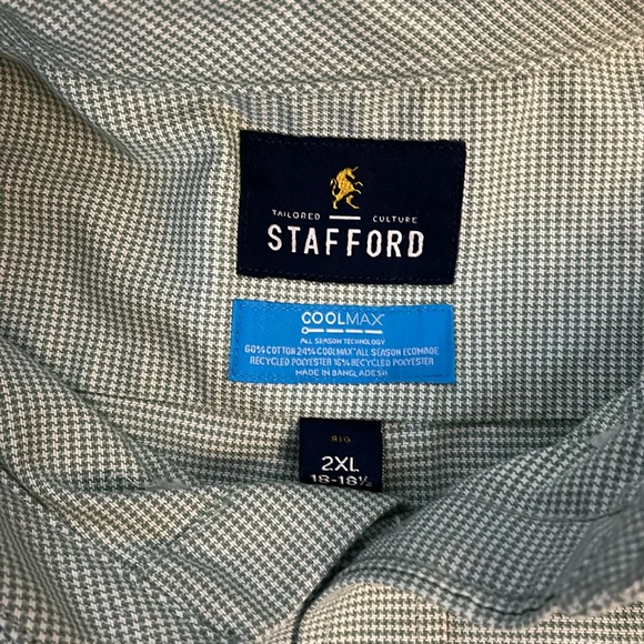 Men’s STAFFORD Button Down Dress Shirt 2XL 36-37 18-18.5 - Picture 3 of 4
